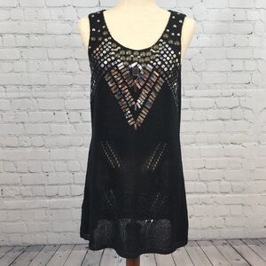 VERTIGO PARIS Jewell Embellished Black Sweater